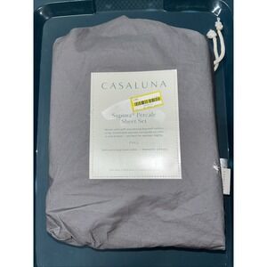 Casaluna - FULL Washed Supima Percale‎ Solid 4PC Sheet Set Dark Gray
